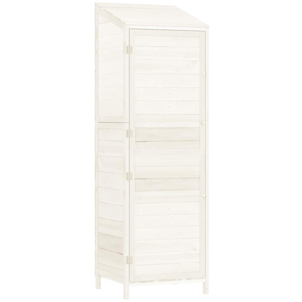 vidaXL 1.8 x 1.7ft White Wooden Pent Garden Shed Image 1