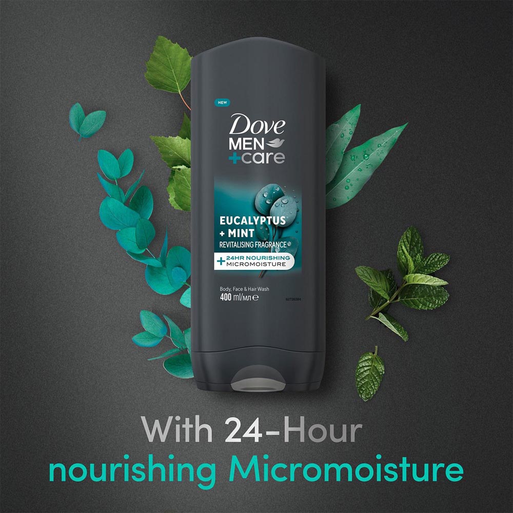 Dove Men + Care Eucalyptus and Mint 3-in-1 Body Face and Hair Wash 400ml 12 Pack Image 8
