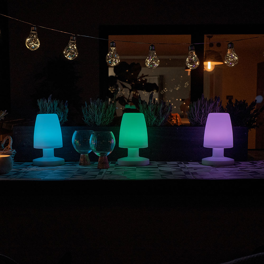 ValueLights Doji White Mushroom Colour Changing LED Garden Table Lamp Image 5