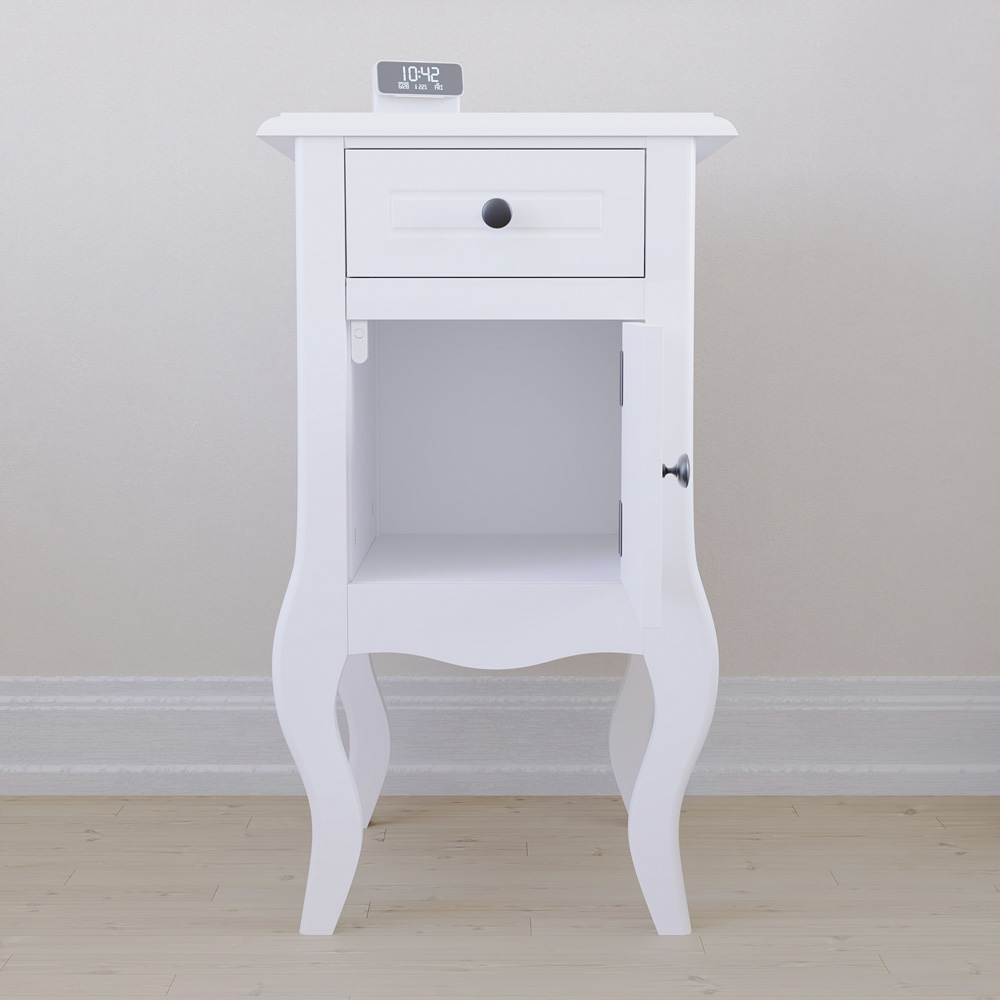Vida Designs Nishano Single Door Single Drawer White Bedside Table Image 7