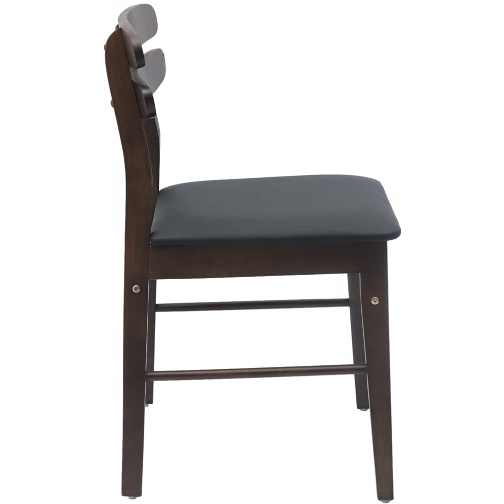 vidaXL Set of 2 Light Brown and Black Rubberwood Rectilinear Vintage Dining Chairs Image 6