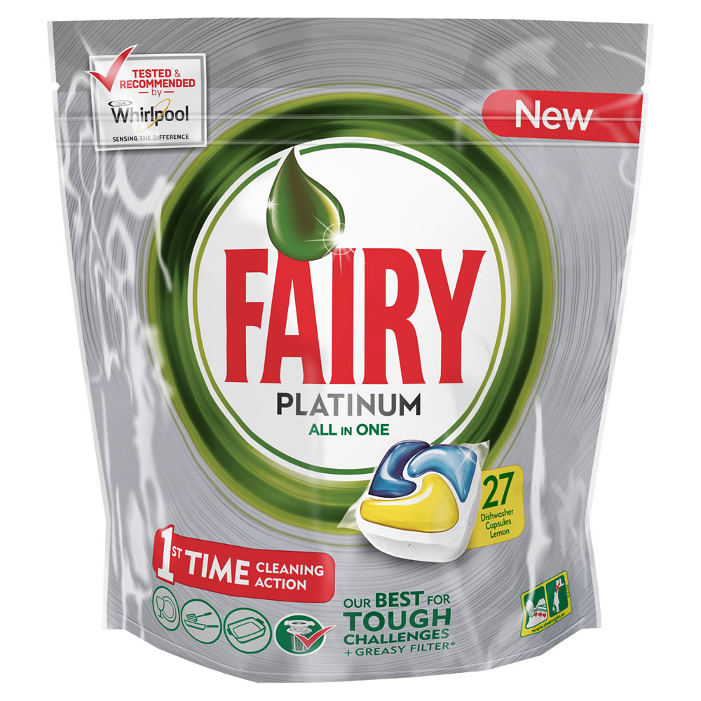 Fairy Platinum Lemon Dishwasher Tablets 27 pack Image