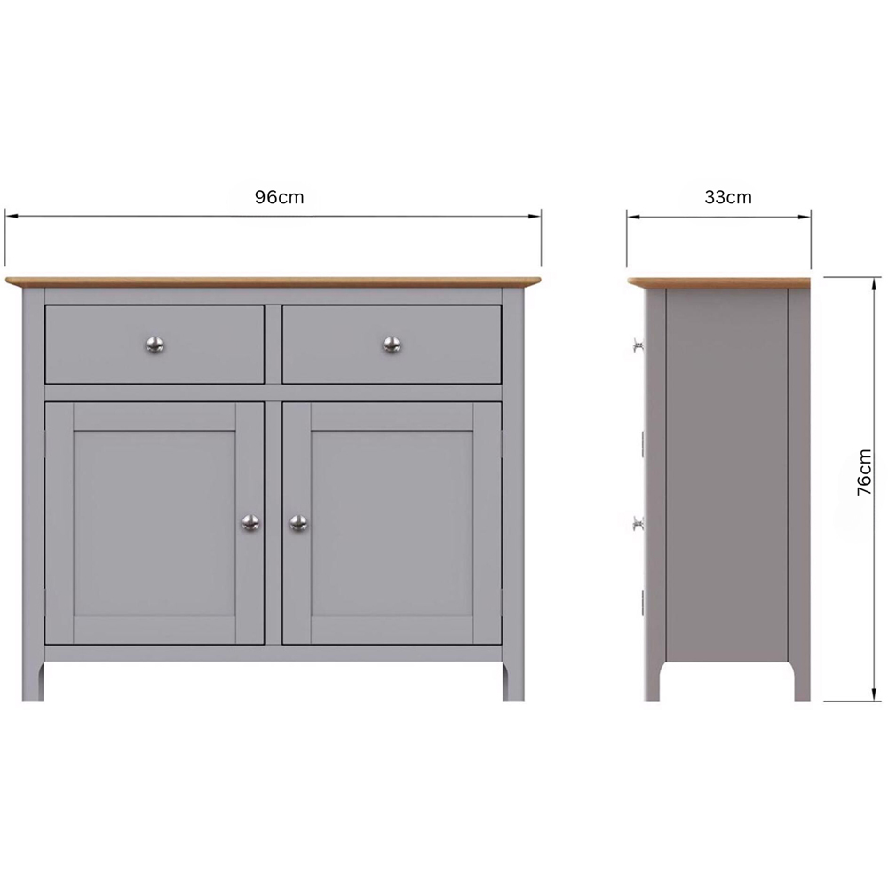 FWStyle Taberno 2 Drawer 2 Door Dove Grey and Oak Sideboard Image 9