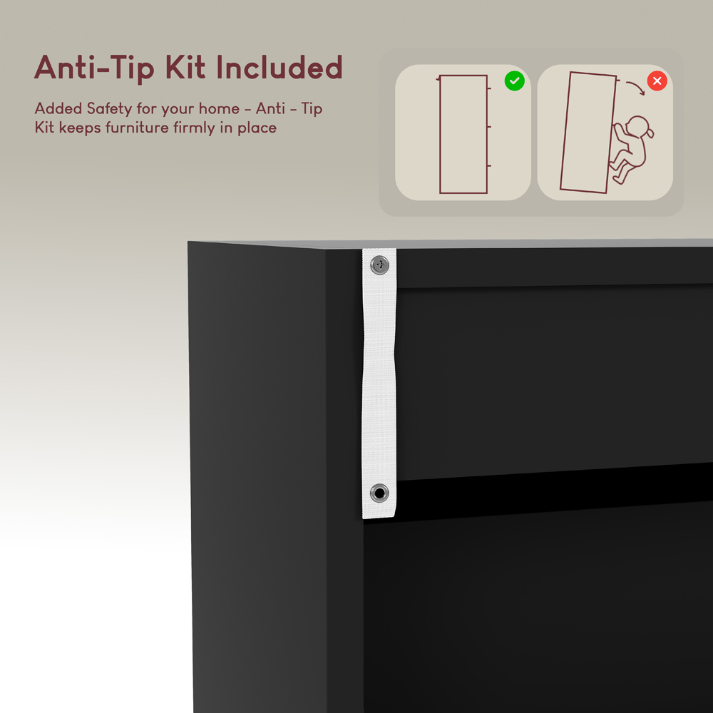 VIDA DESIGNS Black 3-Drawer Shoe Cabinet Rack Image 8