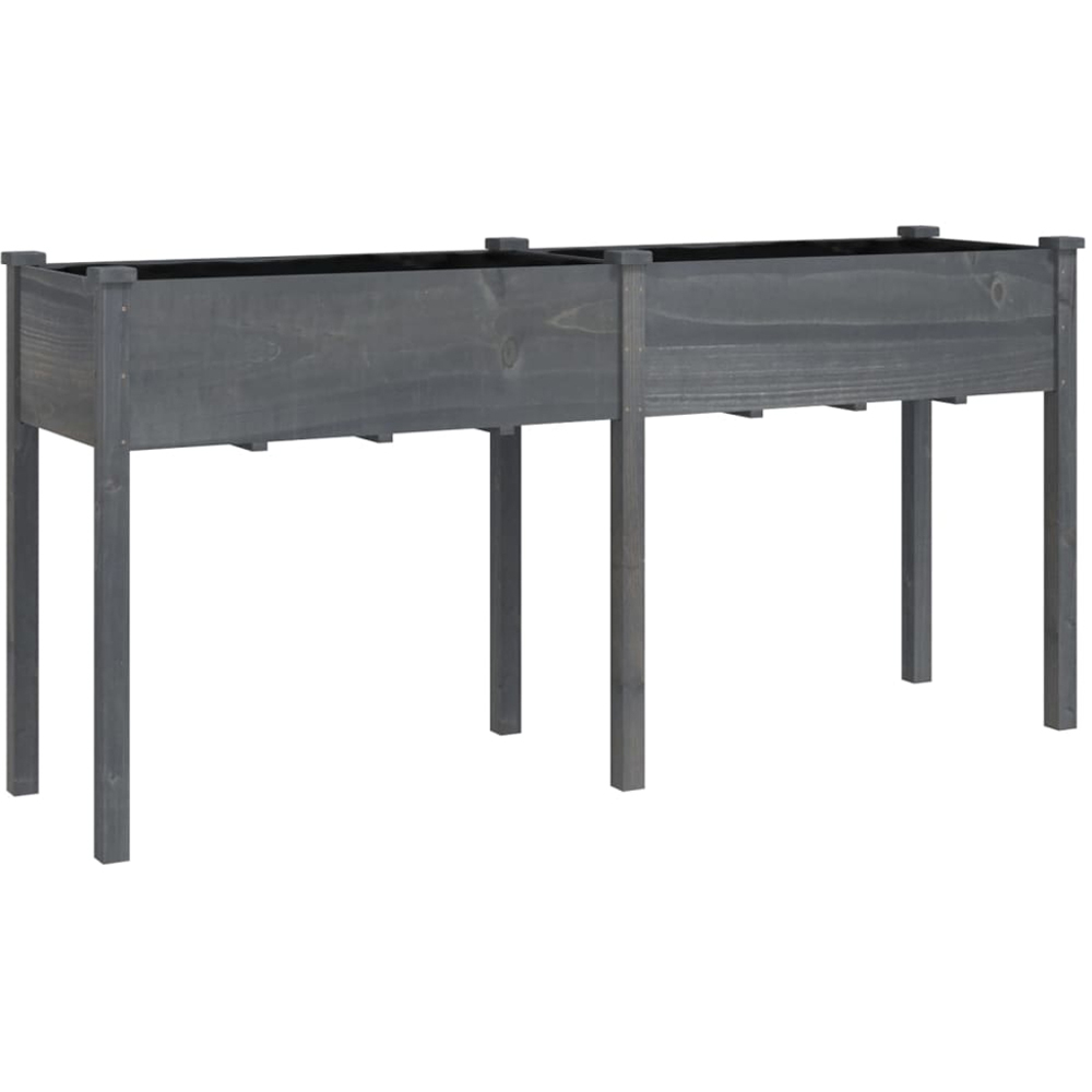 vidaXL Grey Solid Fir Wood Garden Planter with Liner 161 x 45 x 76cm Image 1