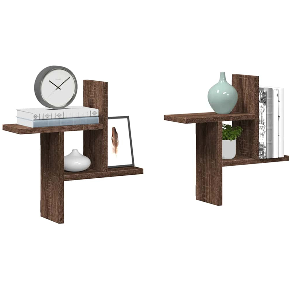 vidaXL 38 x 12 x 38cm Brown Wall Shelf Image 4
