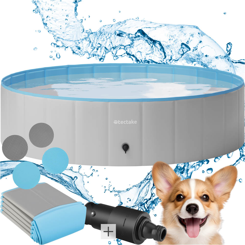 tectake Nele Grey and Blue Foldable Dog Pool 120 x 120cm Image 2