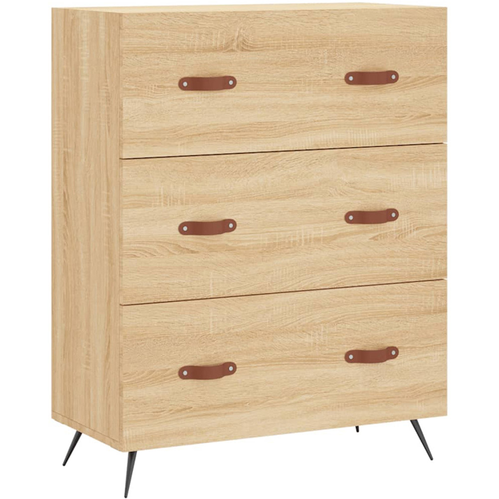 vidaXL 3 Drawer Sonoma Oak Wooden Chest of Drawers Image 2