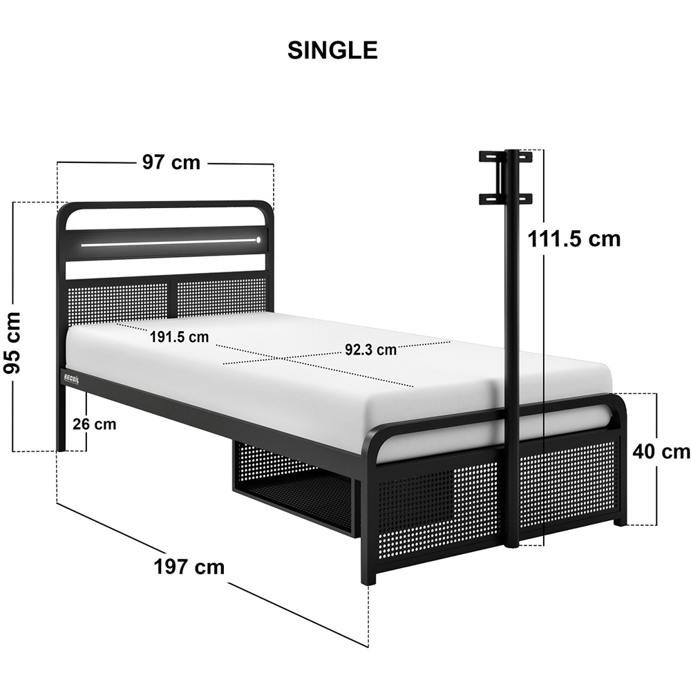 Recoil Panther Single Metal TV Bed with Storage Image 7