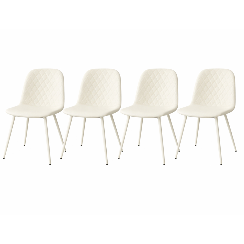Kosy Koala Set of 4 Cream Faux Leather Gem Pattern Dining Chair Image 4
