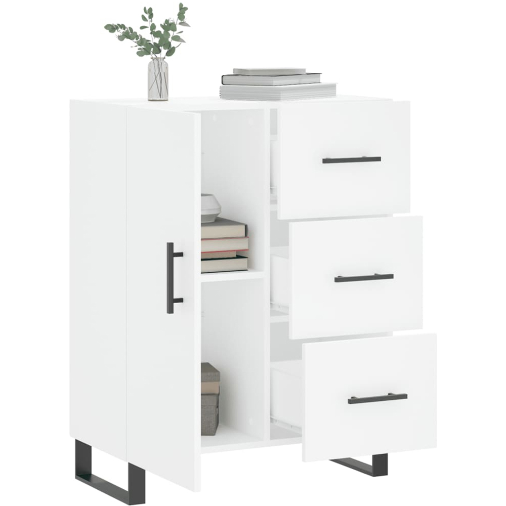vidaXL Single Door 3 Drawer White Sideboard Image 4