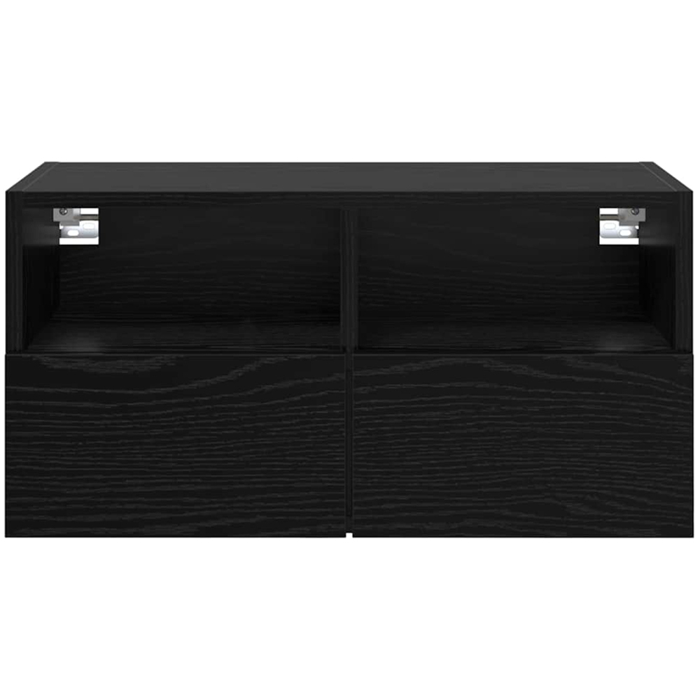 vidaXL 2 Door 2 Shelf Black Oak Wall Mounted TV Unit Set of 2 Image 7