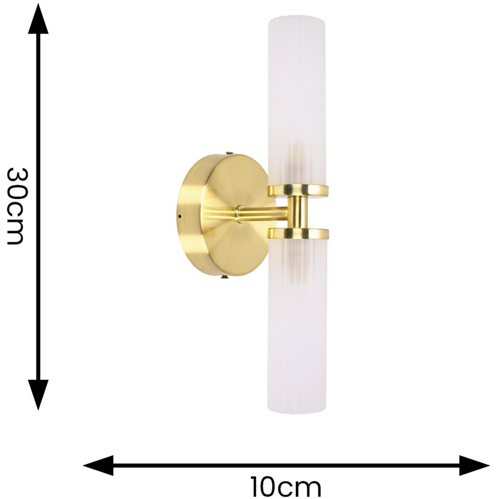 ValueLights Canya Matte Gold 2 Way Up Down Frosted Reeded Glass LED Wall Light Image 7