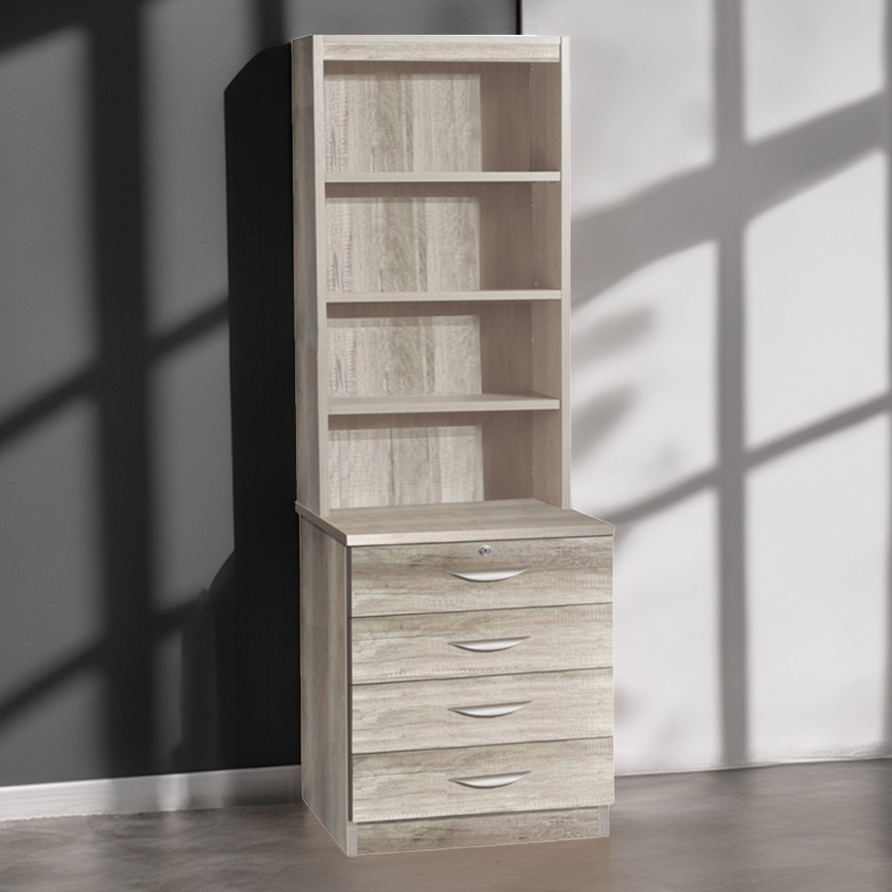 R White Cabinets 4 Drawer 4 Shelf Grey Chest of Drawers Image 1