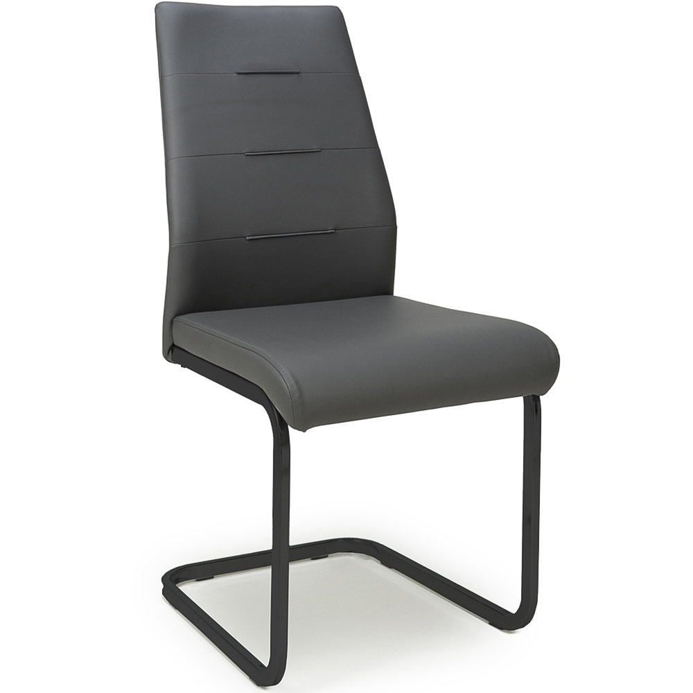 Cordoba Set of 4 Grey Leather Effect Dining Chairs Image 3