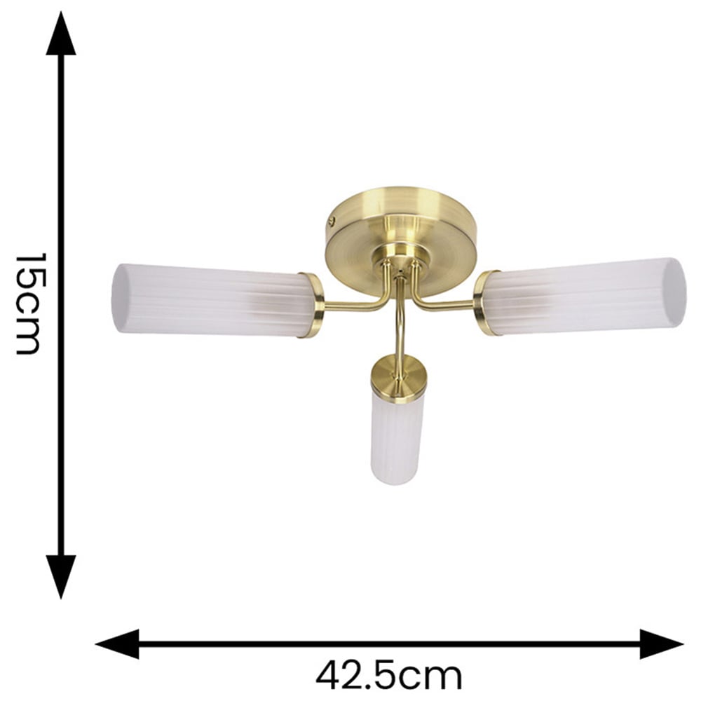ValueLights Canya Matte Gold 3 Way Frosted Reeded Glass LED Ceiling Light Image 6