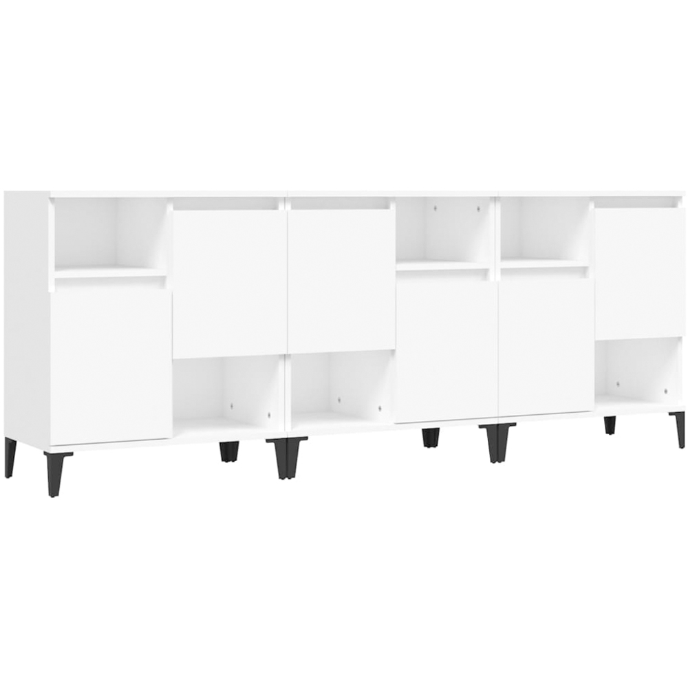 vidaXL 2 Door 2 Shelf White Sideboard Set of 3 Image 2