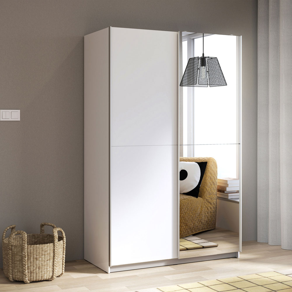 Florence Babetta 2 Door Matt White Sliding Mirrored Wardrobe Image 4