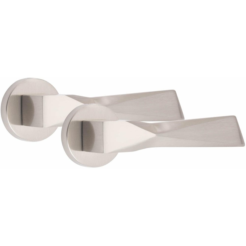 Golden Grace Modern Aura Satin Nickel Euro Lock Door Handles Set Image 2