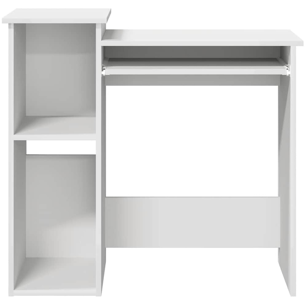 vidaXL 2 Shelf Computer Desk with Keyboard Tray White Image 4