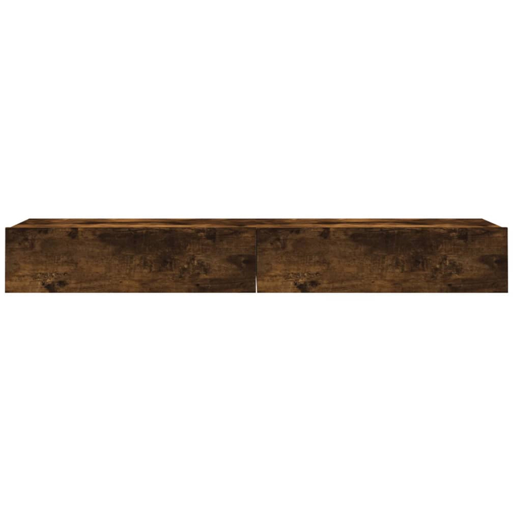 vidaXL Single Drawer Smoked Oak LED TV Cabinet Set of 2 Image 8