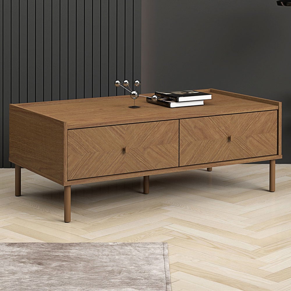 Kudl Summer 2 Drawer Light Oak Coffee Table Image 1