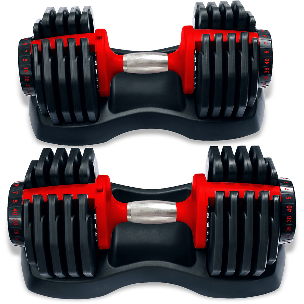 Strongology Urban40 Home Fitness Black and Red Adjustable Dumbbells 5kg to 40kg 2 Pack Image 3