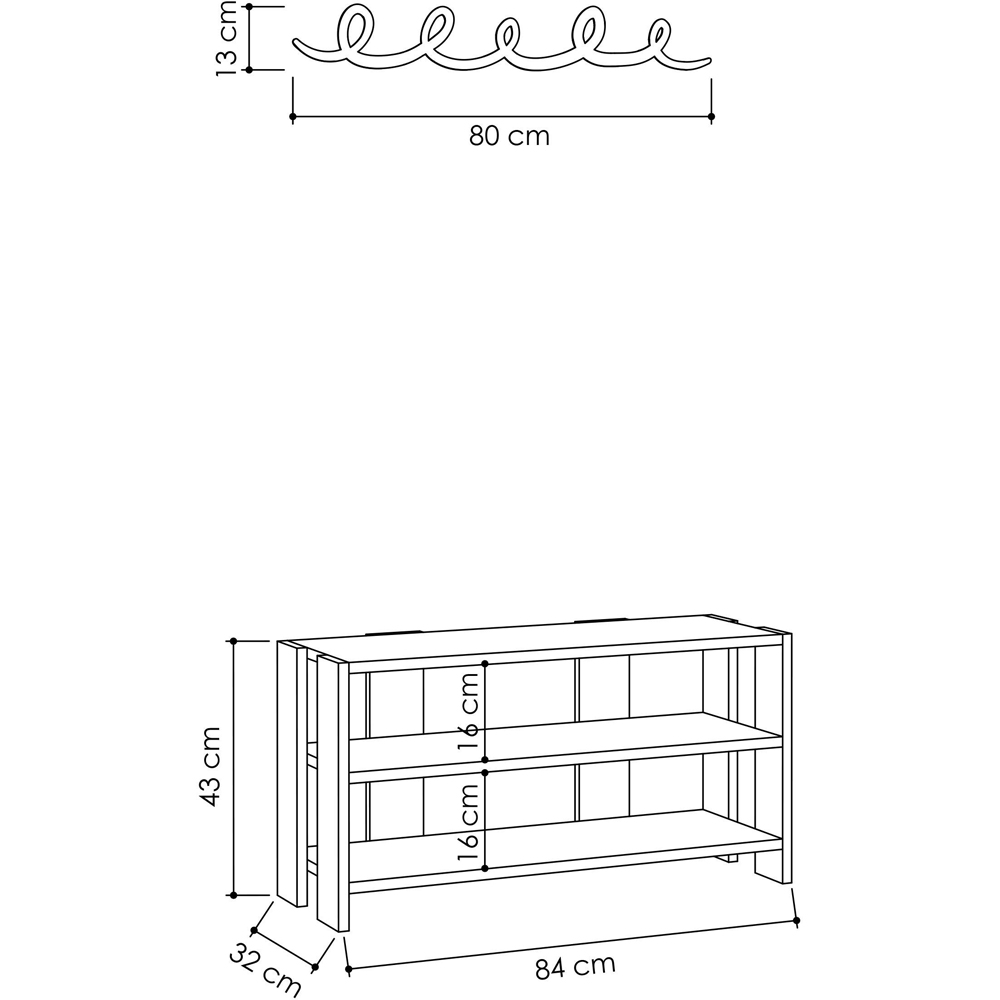 Decortie Tono 2 Shelf Anthracite Shoe Rack and Coat Hanger Image 4