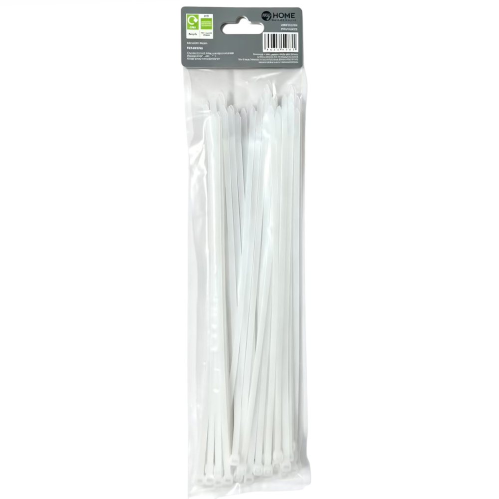 Pack of 50 My Home Cable Ties White 4.8 x 300mm Image 2