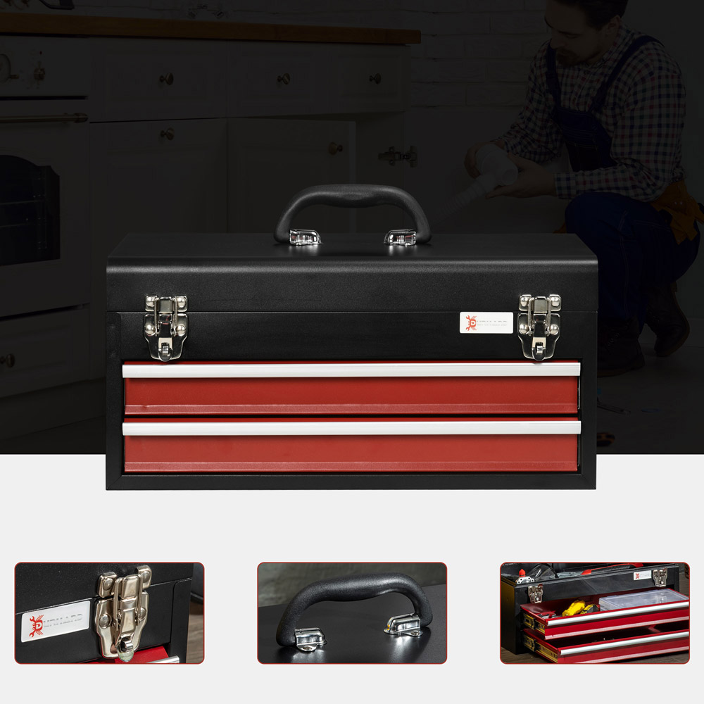 DURHAND 5 Tray Black Steel Tool Box Image 3