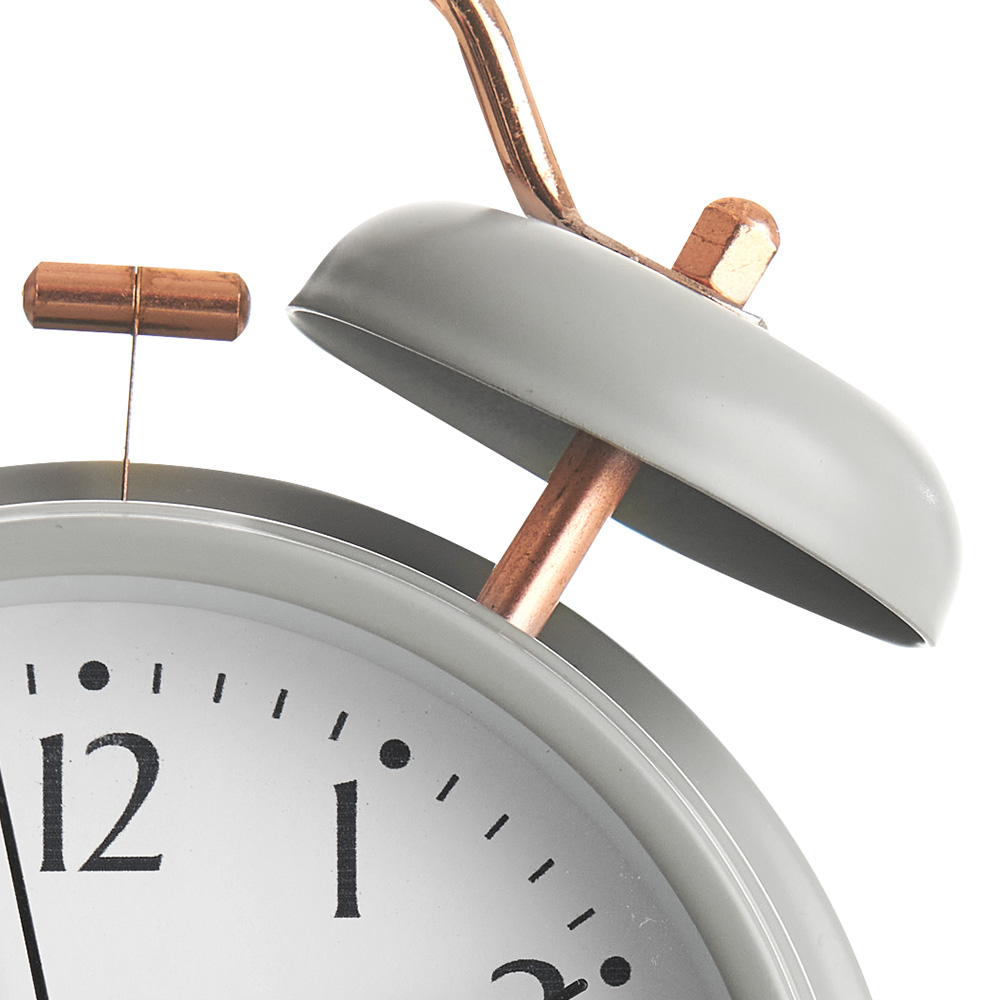 Wilko Grey Copper Alarm Clock Image 3