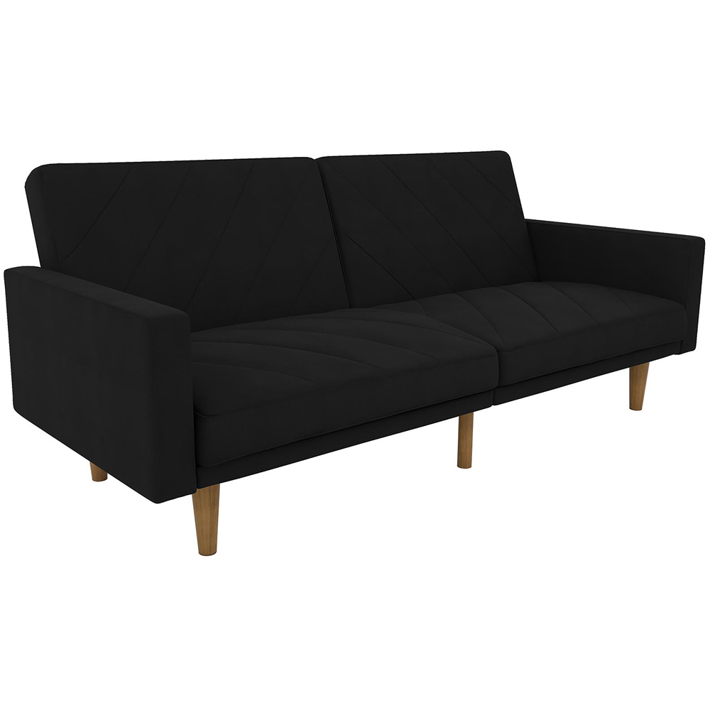Dorel Paxson 3 Seater Linen Black Sofa Bed with Wooden Feet Image 2