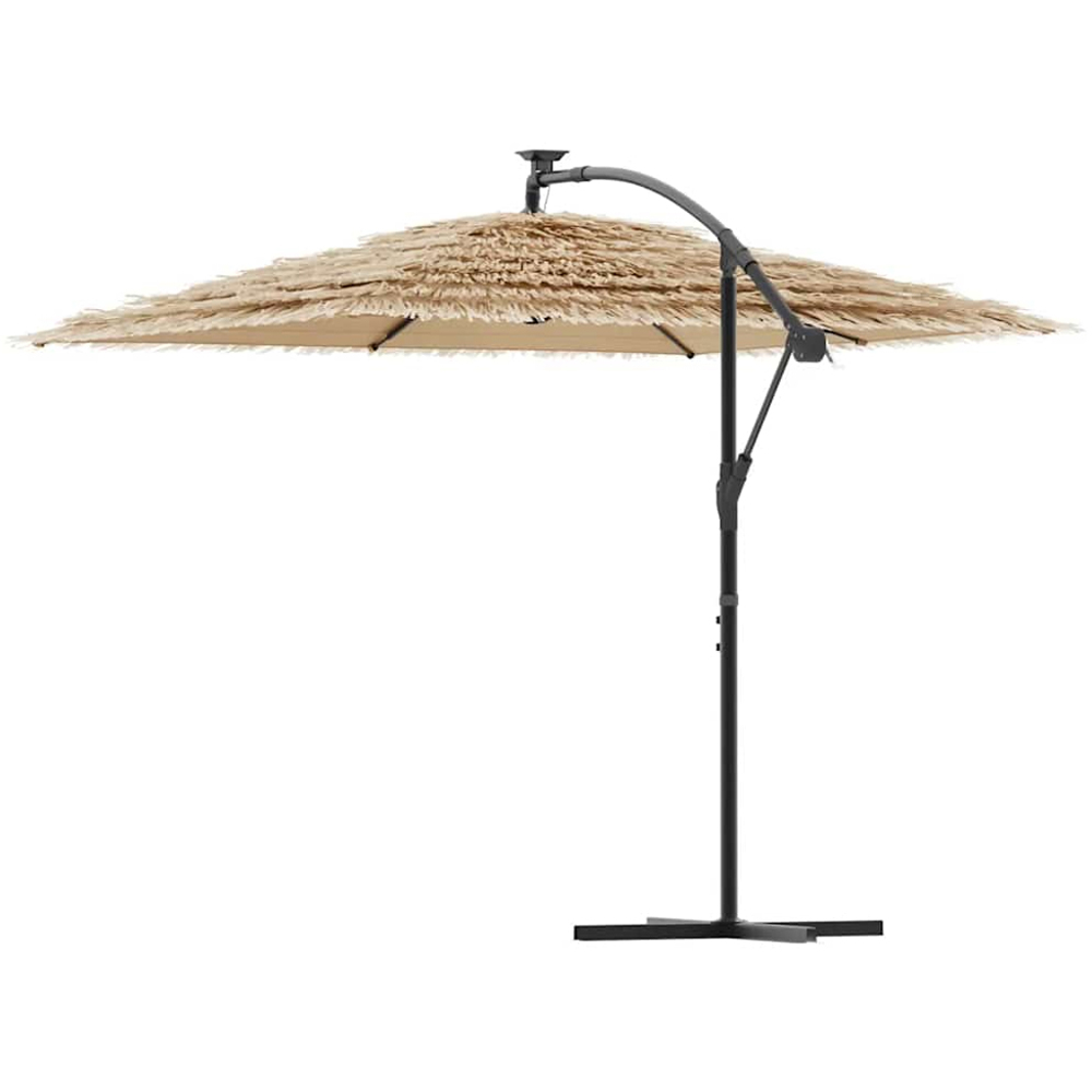 vidaXL Brown Straw Top Cantilever Parasol with Steel Pole 2.4m Image 4
