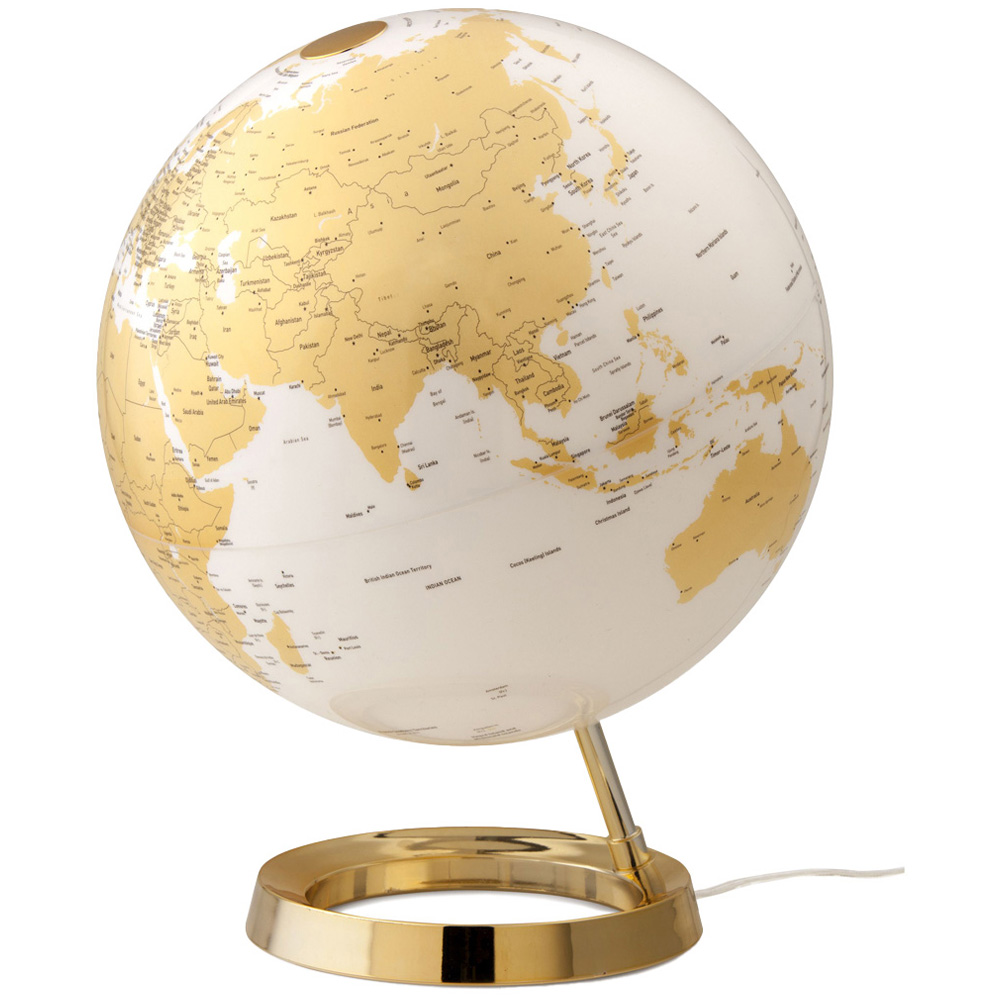 Atmosphere New Colour Gold Metal Illuminated Globe 30cm Image 1