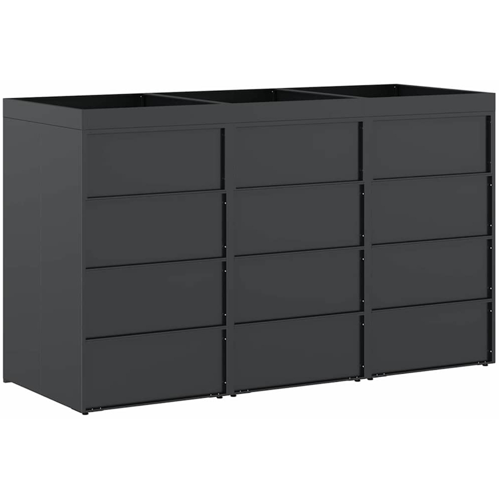 vidaXL Anthracite 3 Wheelie Bin Storage Shed with Planter Roof Image 6