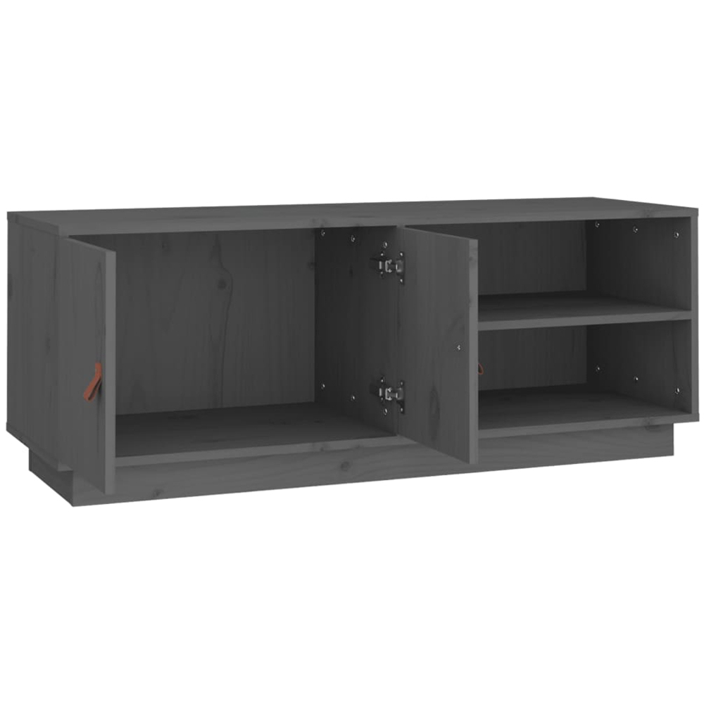 vidaXL 2 Door 2 Shelf Grey Solid Pine Wood TV Cabinet Image 6