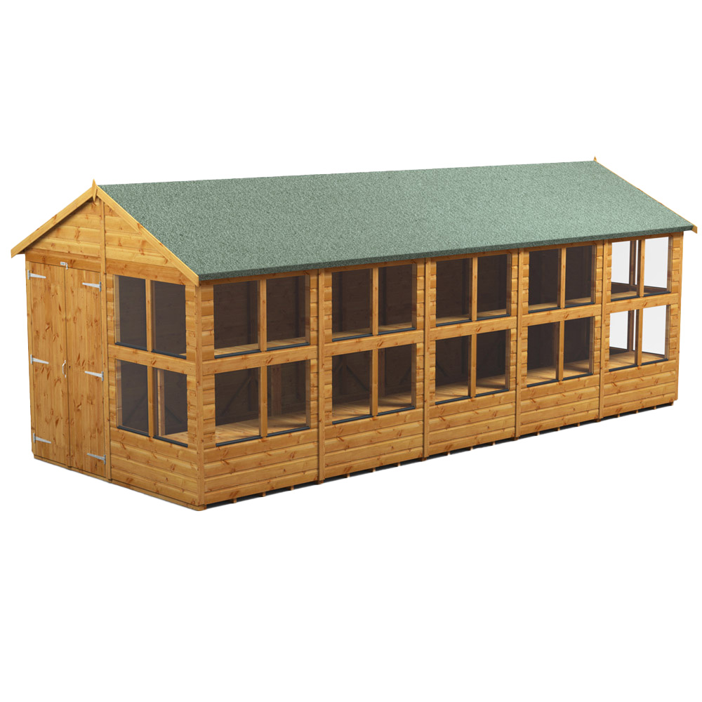 Power 20 x 8ft Apex Potting Shed with Double Doors Image 1