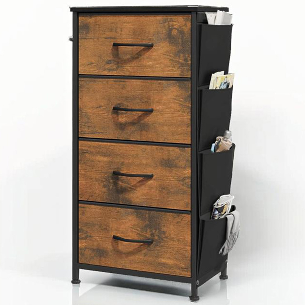 Modcraft 4 Drawer Rustic Brown Fabric Storage Organizer Image 4