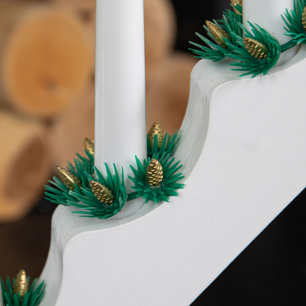 Samuel Alexander 7 Warm White LED Light Up White Christmas Candle Bridge Image 4