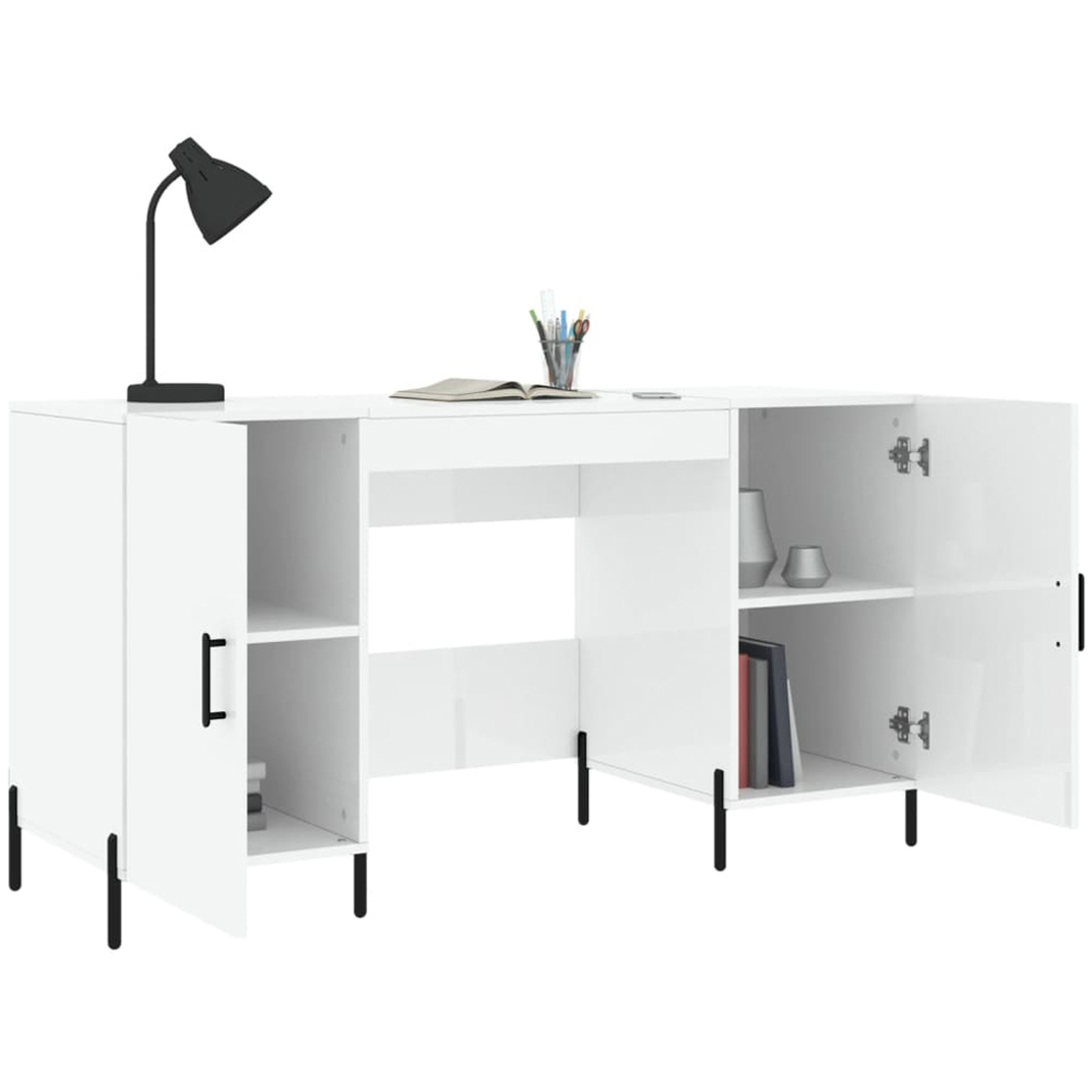 vidaXL 2 Door Computer Desk High Gloss White Image 4