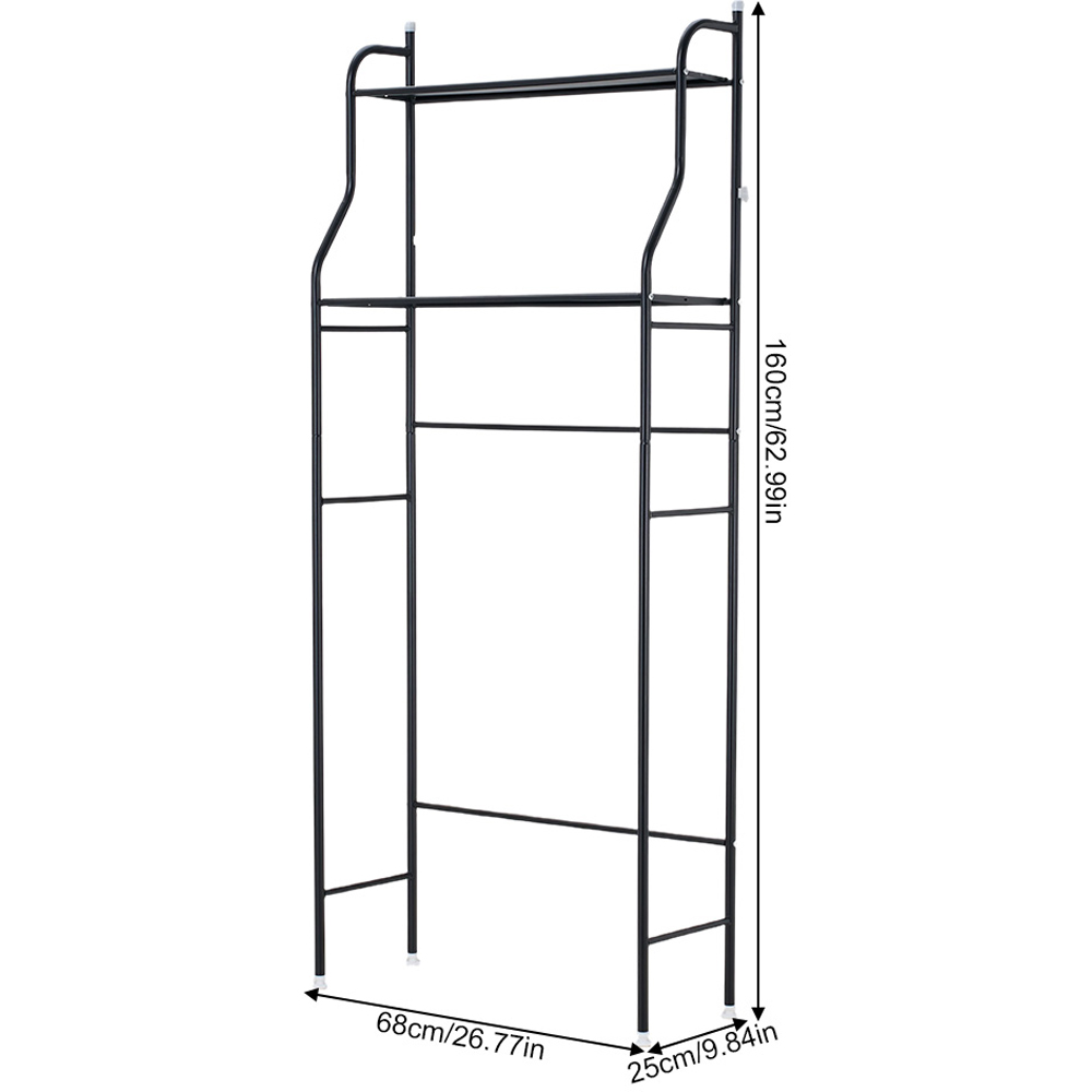 Living and Home 2 Shelf Black Over-Washing Machine Storage Rack Image 9