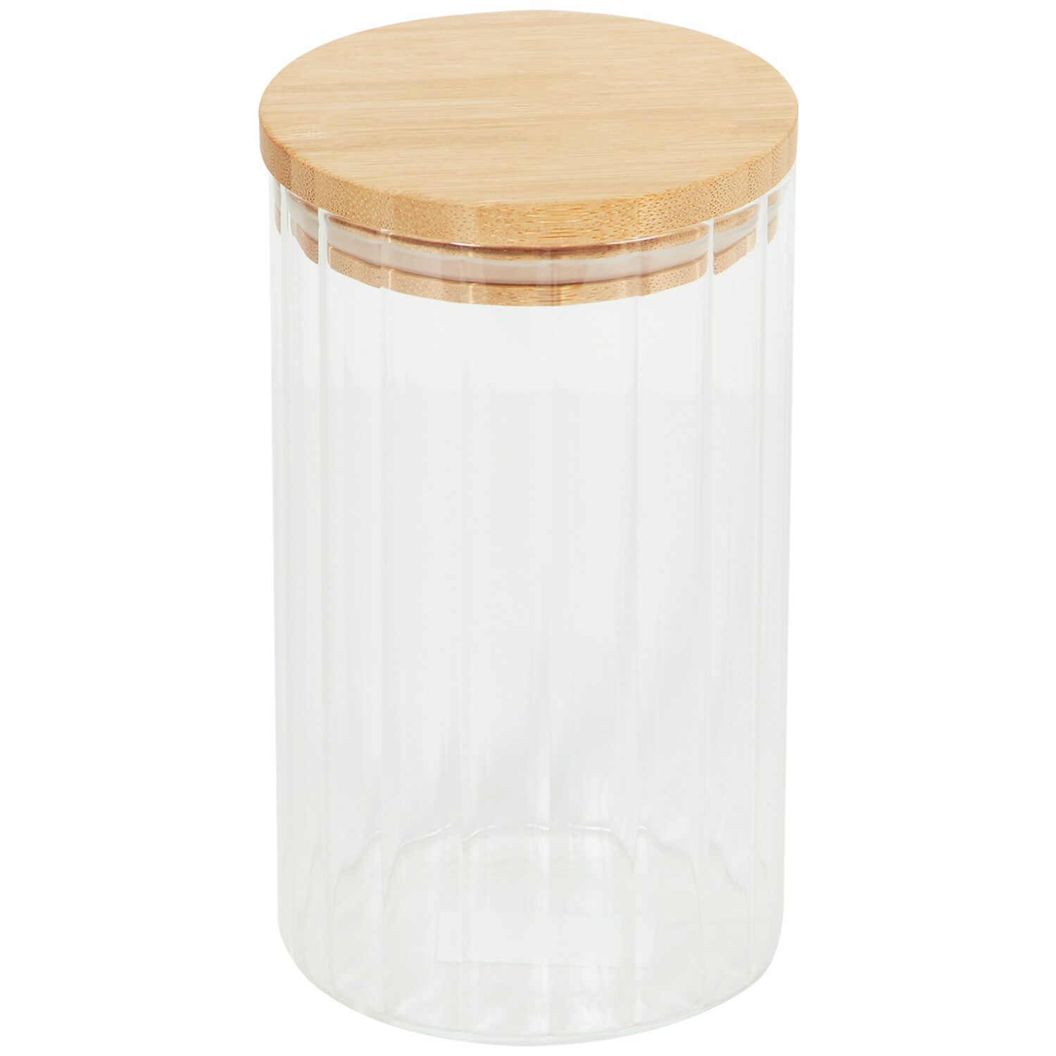 Ribbed Glass Jar with Bamboo Lid - 1l Image 2