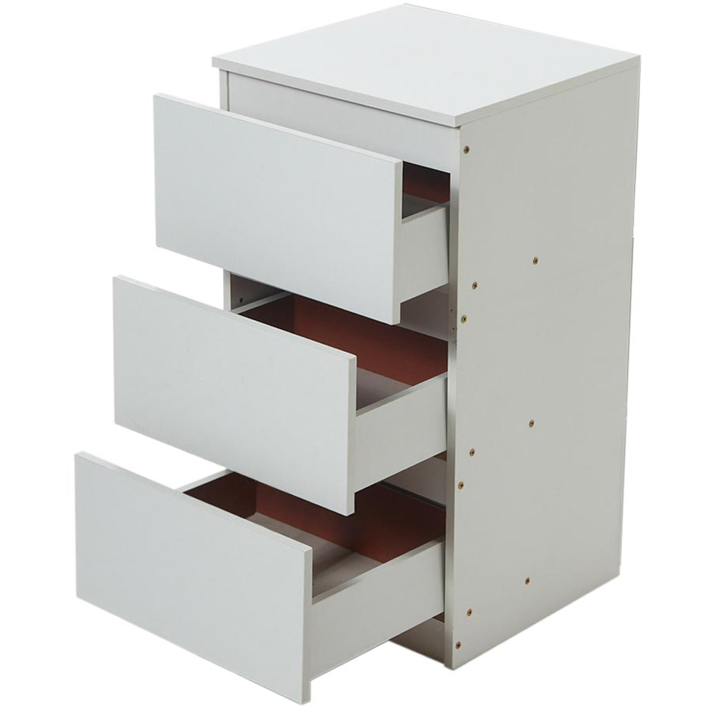 Living and Home 3 Drawer Warm White Bedside Table Image 3