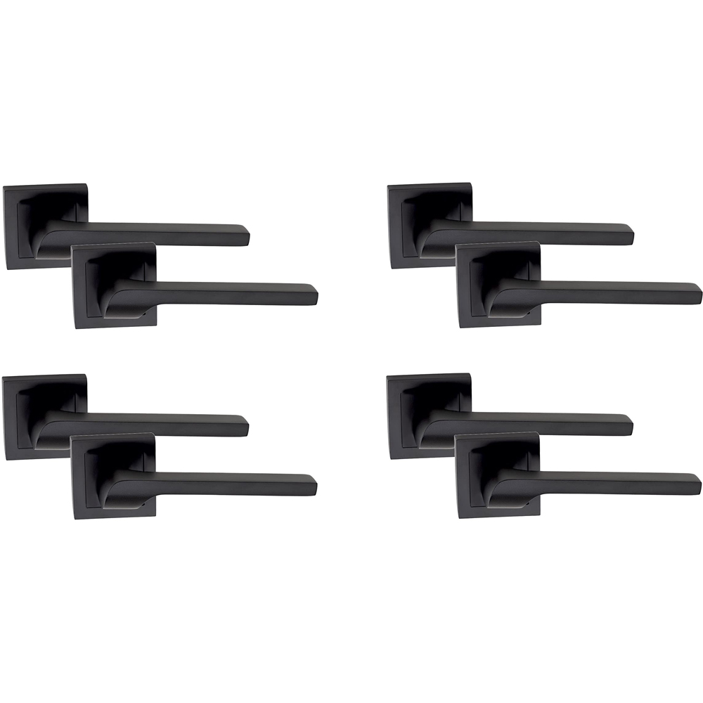 Golden Grace Matt Black Sigma Square Rose Door Handle Set 4 Pack Image 1
