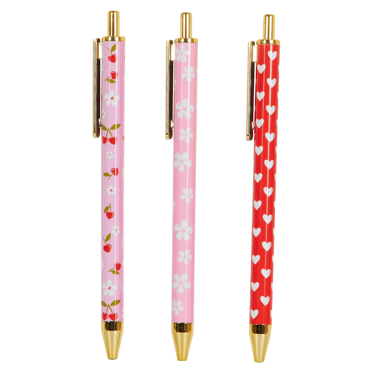 Pack of 3 Cherry Hearts Pens - Pink Image 4