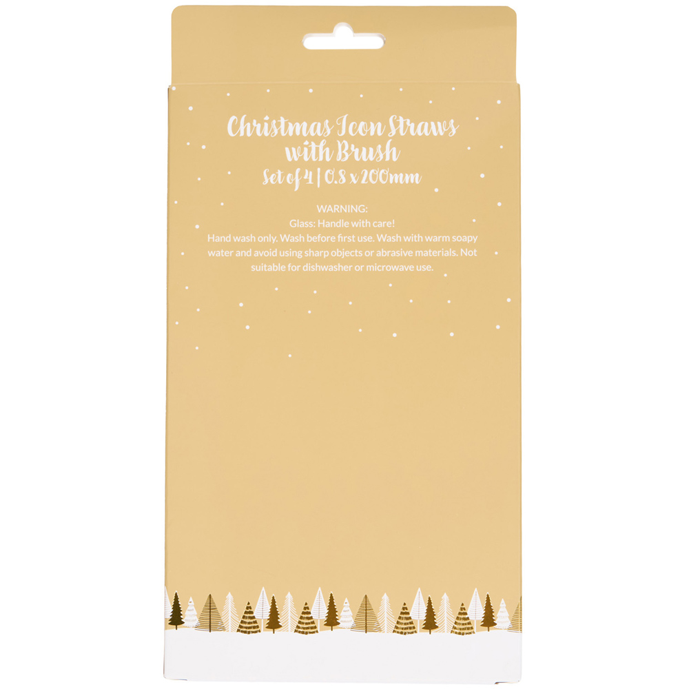 Pack of 4 Christmas Icon Straw Set with Brush Image 2