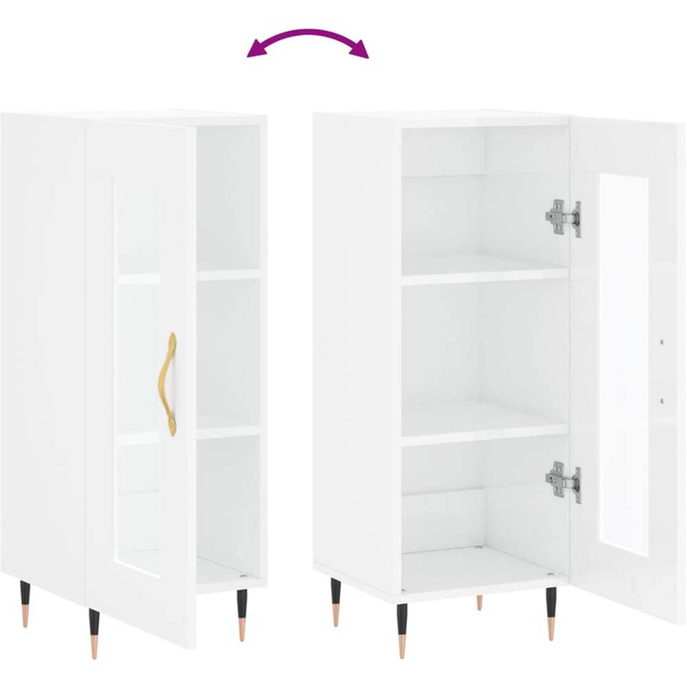 vidaXL Single Door High Gloss White Narrow Sideboard Image 9
