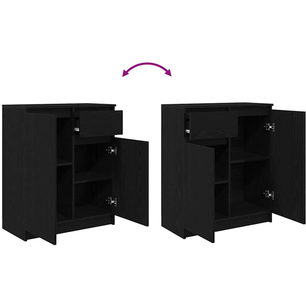 vidaXL 2 Door Single Drawer Black Oak Wooden Sideboard Image 8