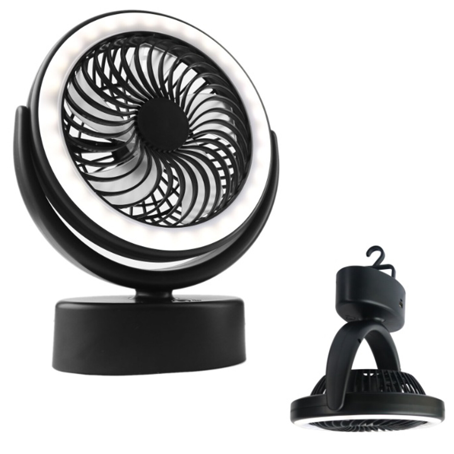 LED Camping Light and Fan Black Image 1