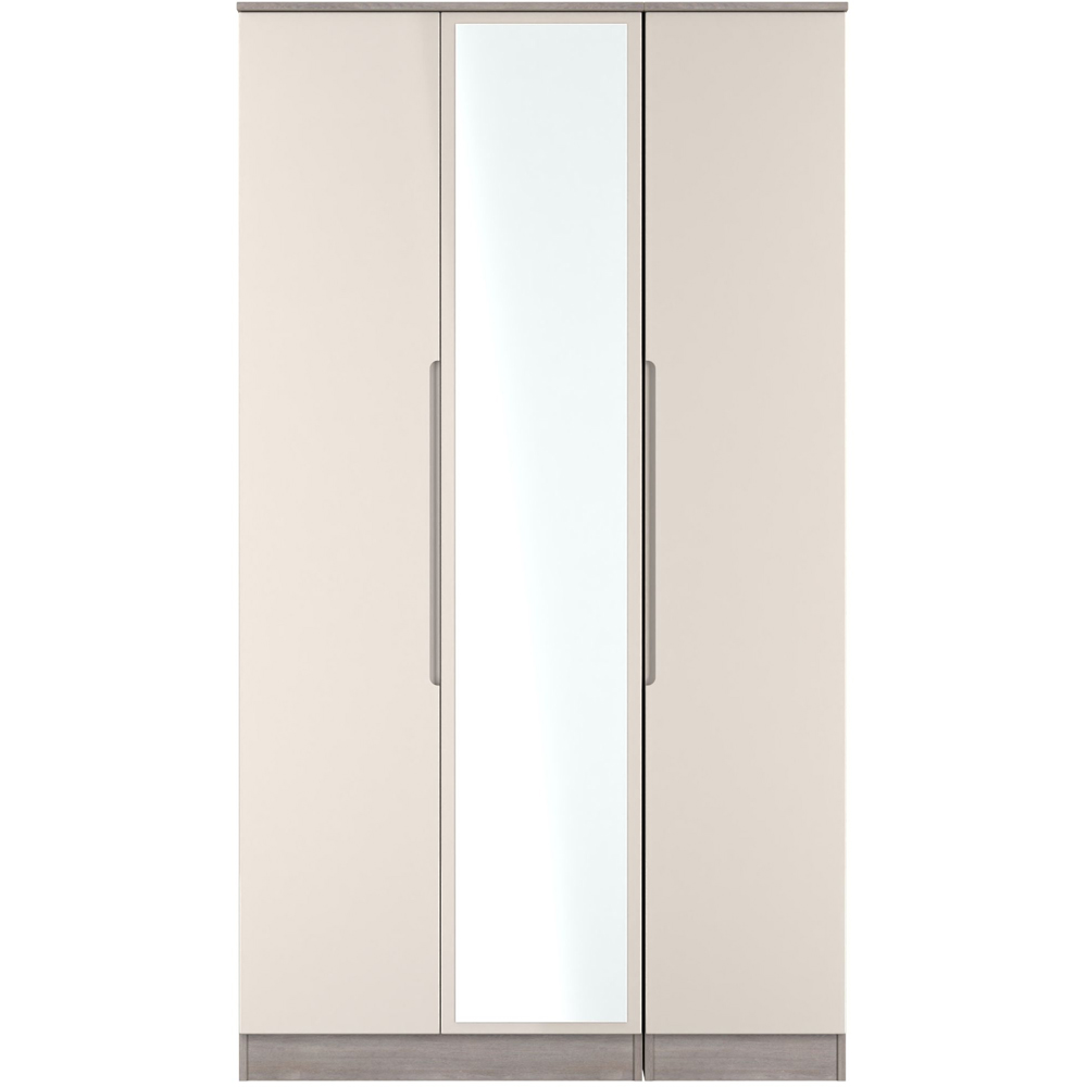 Crowndale Milan 3 Door Kashmir Gloss and Grey Oak Tall Mirrored Wardrobe Ready Assembled Image 3